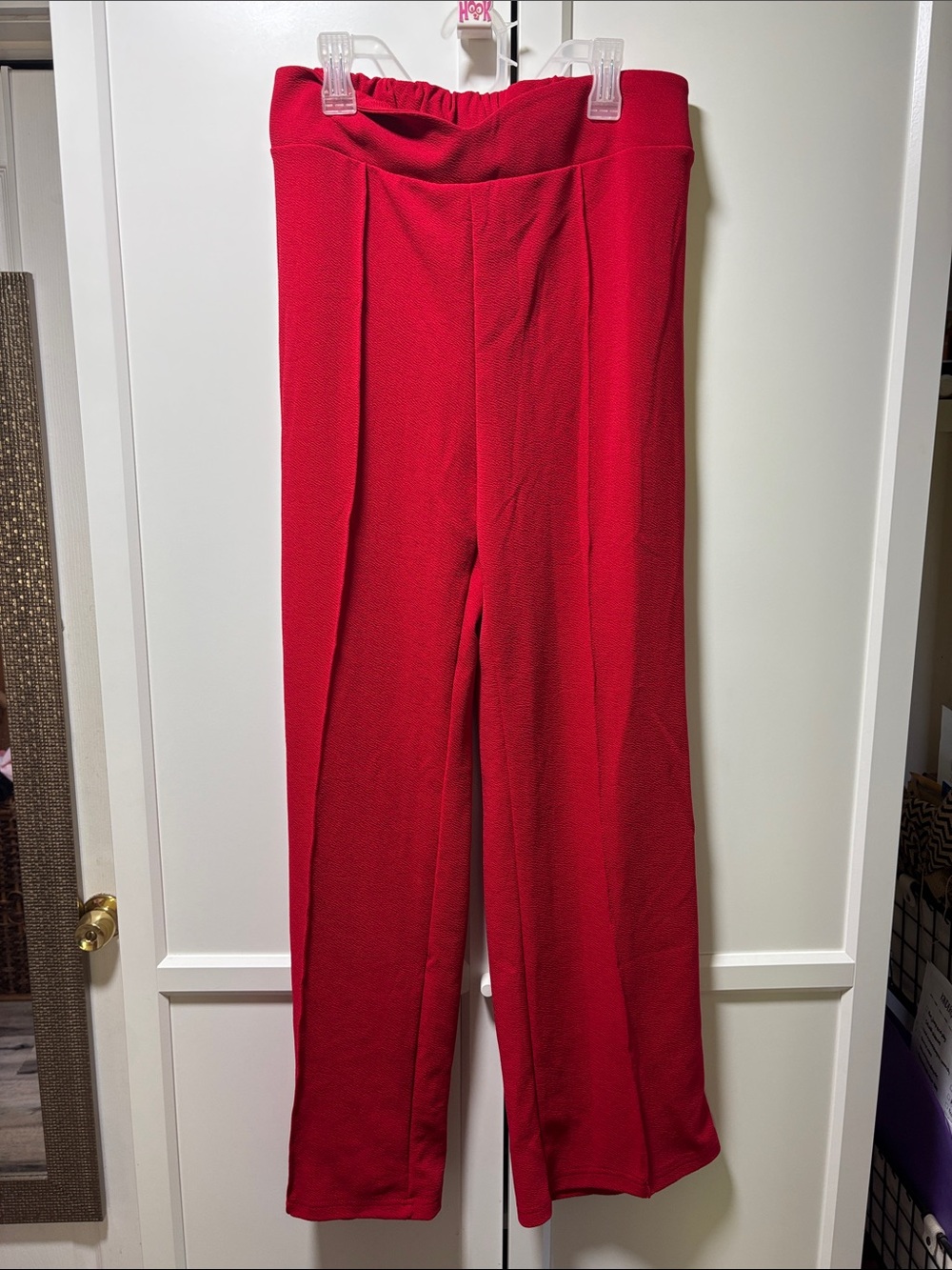 SHEIN Red High-Waist Wide-Leg Trousers